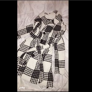 Checkered Long Belt coat